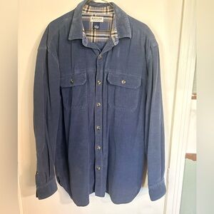 Magellan Mens XL Blue Corduroy Button Up Shirt Heavy Cotton